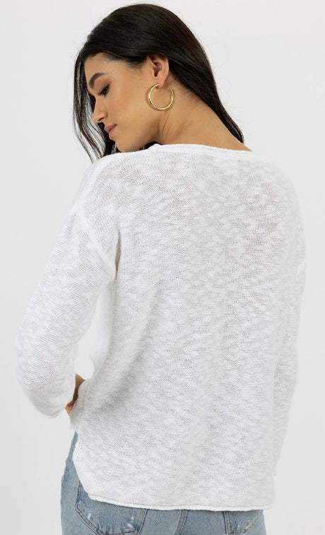 Humidity Ladies Sofia Sweater in White