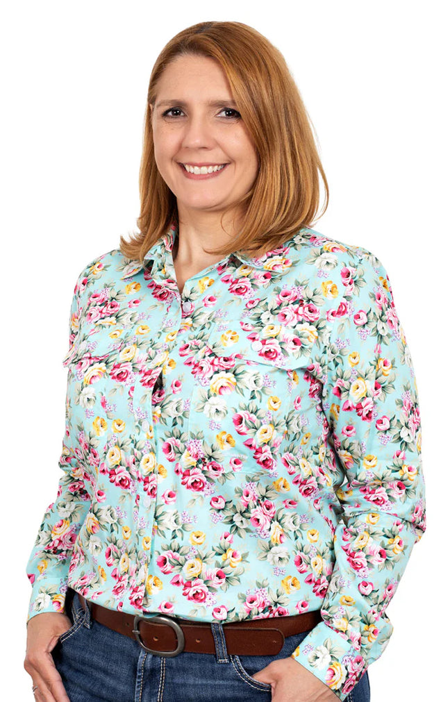 Just Country Ladies Abbey Full Button Print Work Shirts