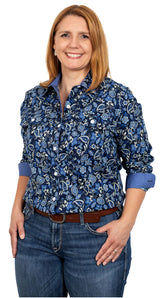 Just Country Ladies Abbey Full Button Print Work Shirts