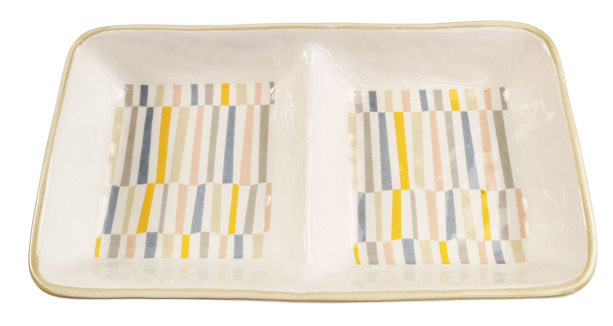 Maldon Stripe Ceramic Double Dish