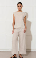 Adorne Ladies Kita Linen Button Back Top in 3 Colours