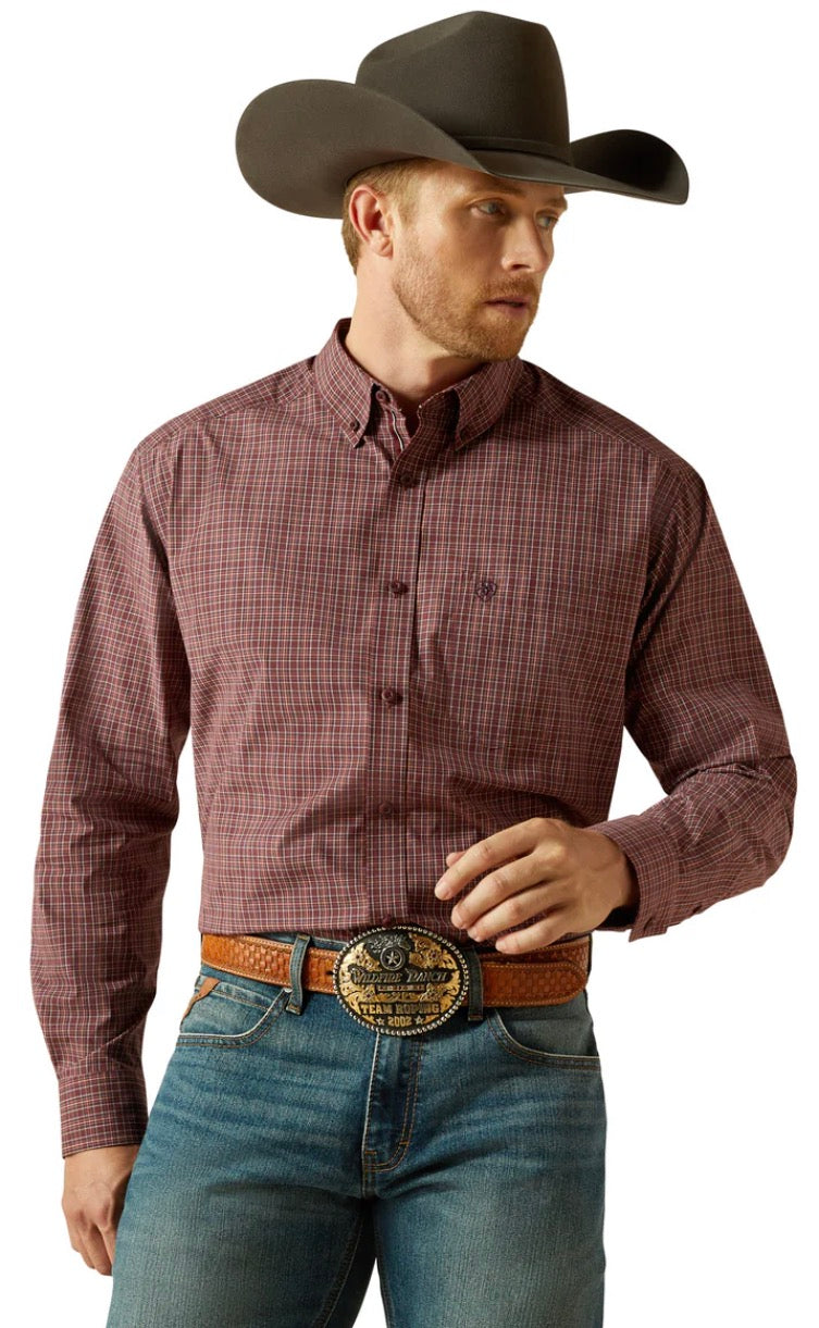 Ariat Mens Pro Series L/S Shirt Burgundy 1006219