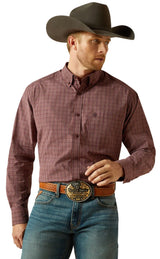 Ariat Mens Pro Series L/S Shirt Burgundy 1006219