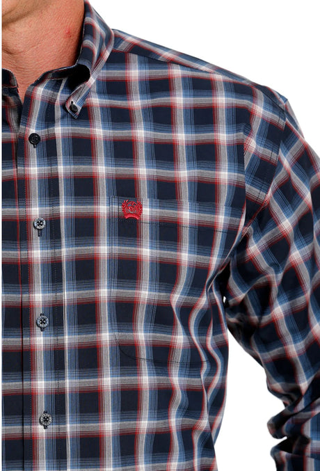 Mens Cinch Navy Check Shirt MTW1105624