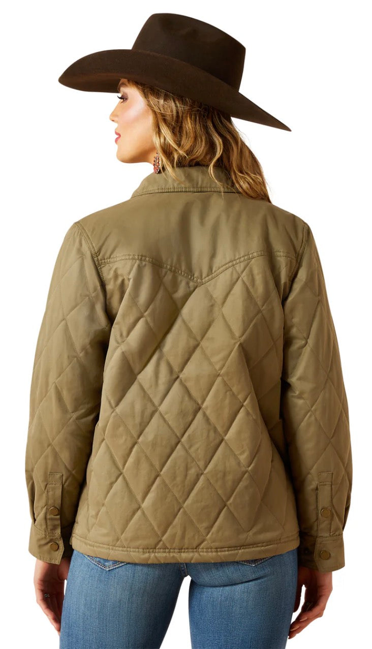 Ariat Ladies Grizzly Quilted Barn Jacket Dusky Green 10062813