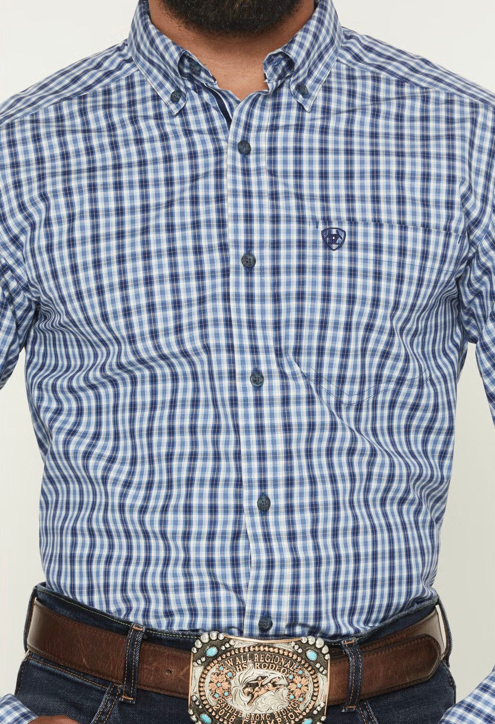 Ariat Mens Pro Series Stephan Fitted L/S Shirt Blue 10062346