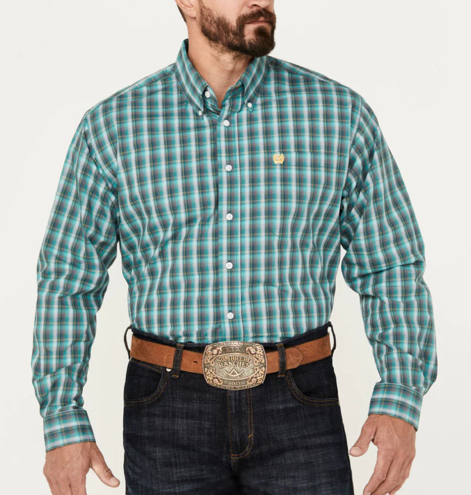 Cinch Men Teal Check Shirt