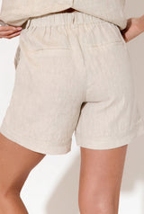 Adorne Ladies Haven Linen Shorts in Navy & Natural