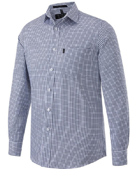 Pilbara Collection Mens L/S Single Pocket Shirt ( Emerald, Navy & Blue Checked )