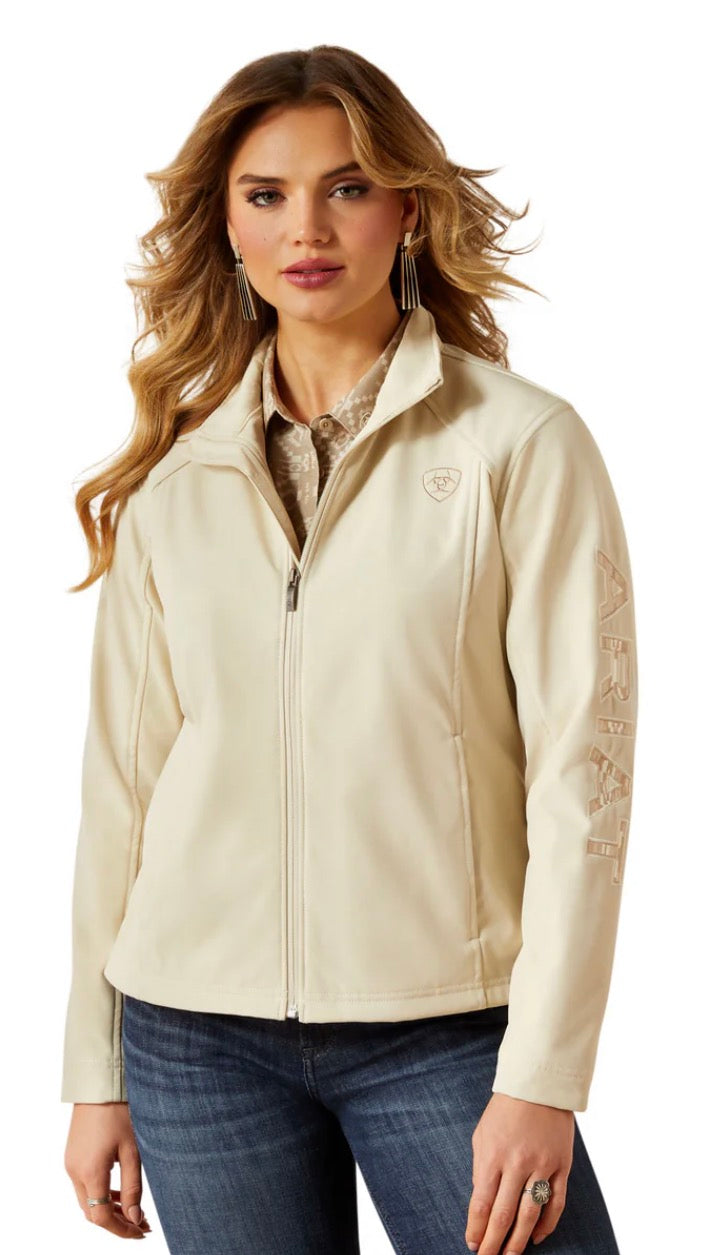 Ariat Ladies Logo Softshell Jacket in Oyster Gray / Dune 10062306