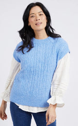 Elm Ladies Bramble Knit Vest in Hydranger