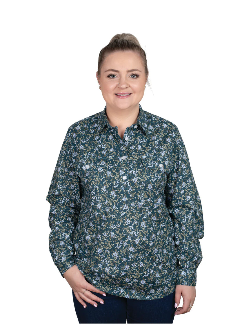 Just Country Ladies Georgie Shirt - Ponderosa Pine Forget Me Not
