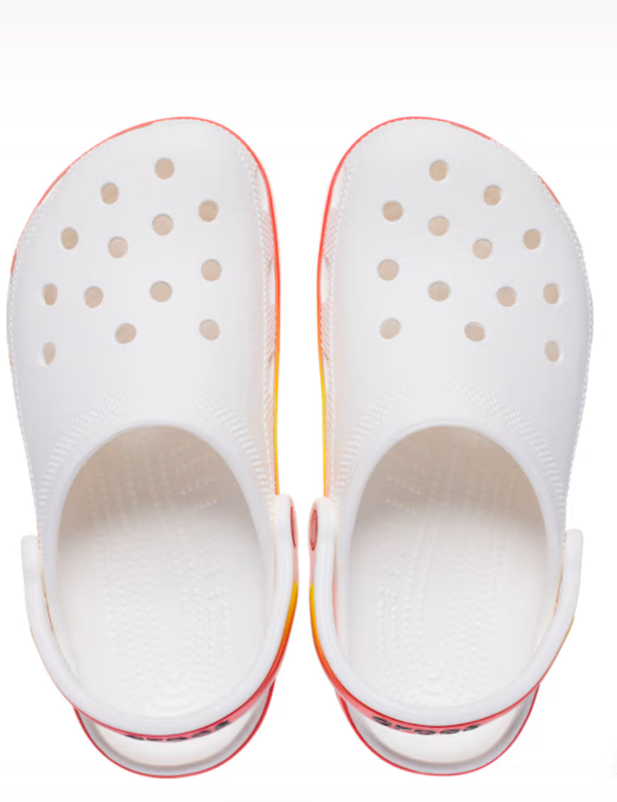 Crocs Kids Classic Reflector Clog in White/multi Blanc/Multi-Rayures