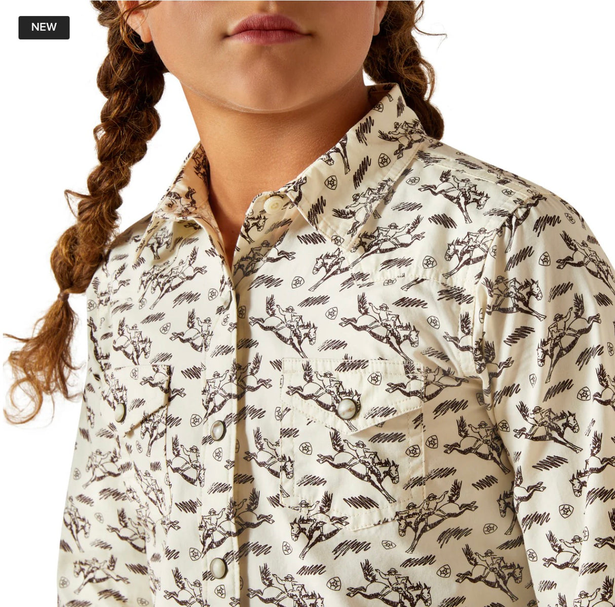 Ariat Girls Rodeo Time Snap Long Sleeved Bucking Horse Print 10062842