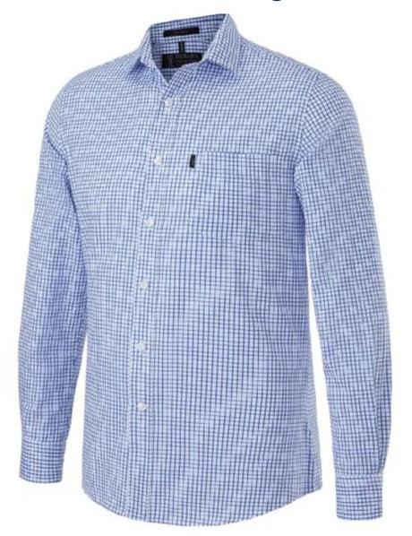 Pilbara Collection Mens L/S Single Pocket Shirt ( Emerald, Navy & Blue Checked )