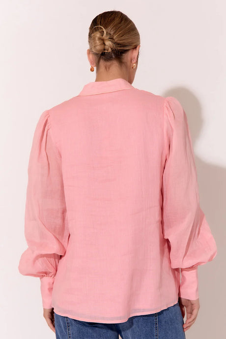 Adorne Ladies Samantha Ramie Shirt in Pink