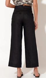 Adorne Ladies Nisha Linen Pant in Black