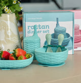 Rattan Dinner Set ( Non Toxic Silicone Dinnerware )