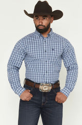 Ariat Mens Pro Series Stephan Fitted L/S Shirt Blue 10062346