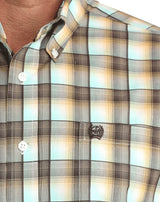 Mens Cinch Classic Fit Western Teal Tan Check Shirt MTW1106067