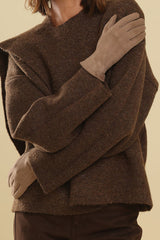 Morgan & Taylor Amalie Faux Suede Gloves - Beige