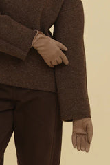 Morgan & Taylor Amalie Faux Suede Gloves - Beige