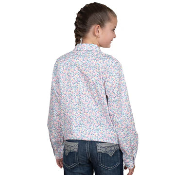 Just Country Girls Harper Shirt - White Tulips - GWLS2538