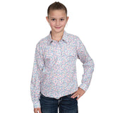 Just Country Girls Harper Shirt - White Tulips - GWLS2538