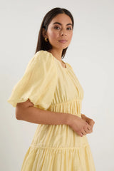 Girlfriend Butter Puff Sleeve Tie Back Mini Dress