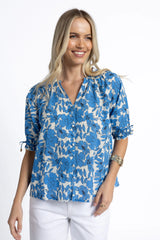 Humidity Ladies Fleur Blouse - Blue/Stone