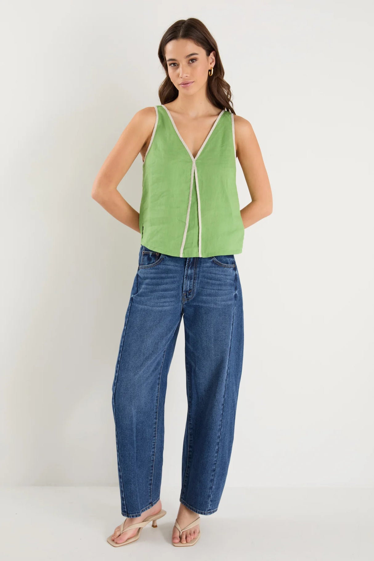 Among The Brave Homage Apple Contrast Piped Sleeveless Top