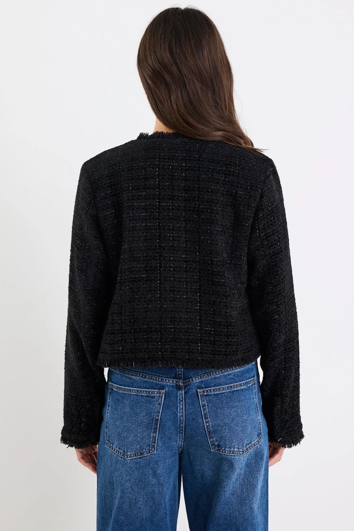 Ivy & Jack Honoured Black Texture Tweed Buttoned Jacket