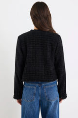 Ivy & Jack Honoured Black Texture Tweed Buttoned Jacket