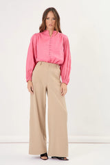 Adorne Ladies Rosy Pleated Sleeve Shirt - Pink