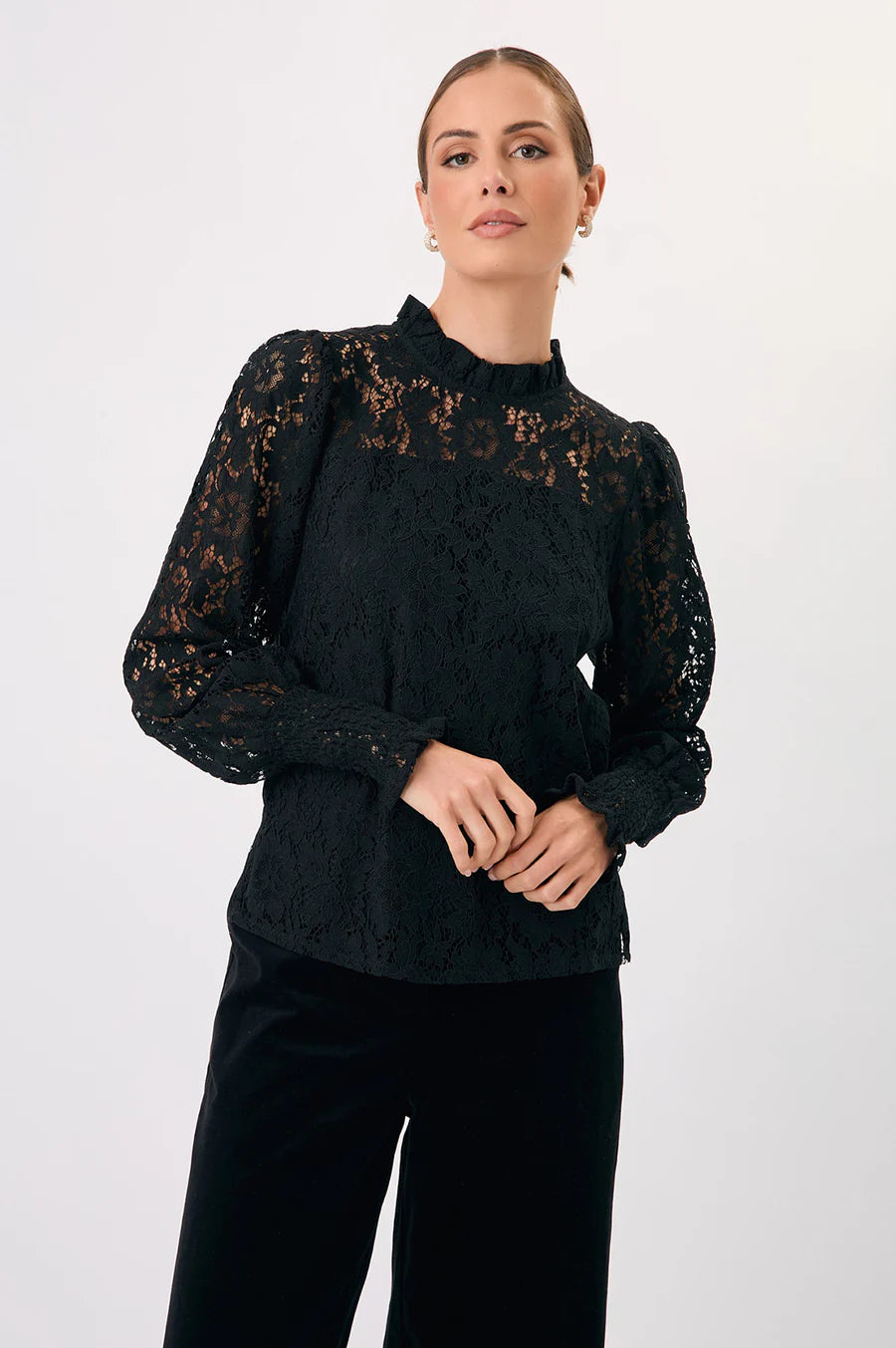 Adorne Ladies Olivia Long Sleeve Lace Top