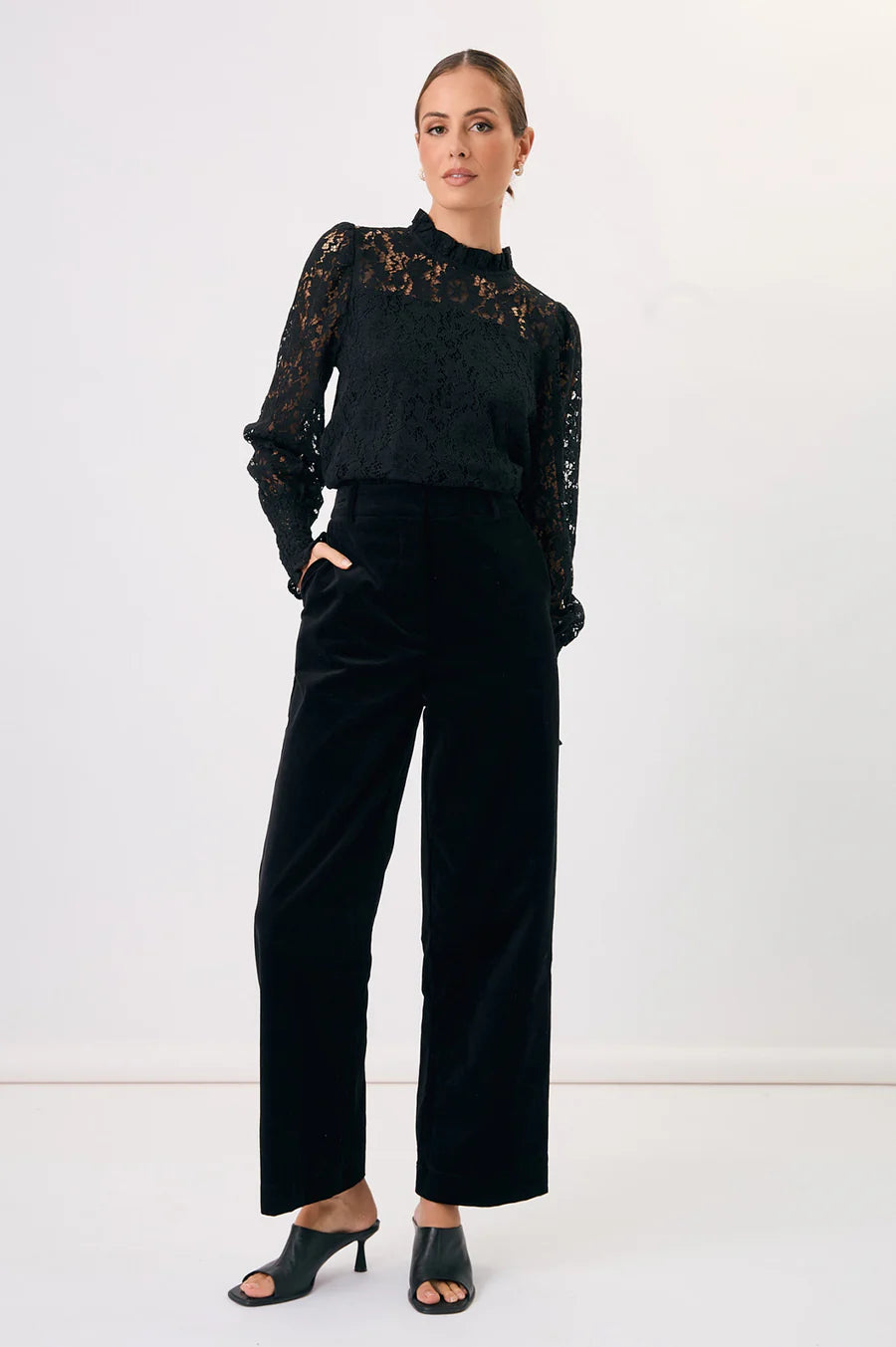 Adorne Ladies Olivia Long Sleeve Lace Top