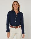 Pilbara Womens Long Sleeved Linen Shirt - Navy - RMPC005