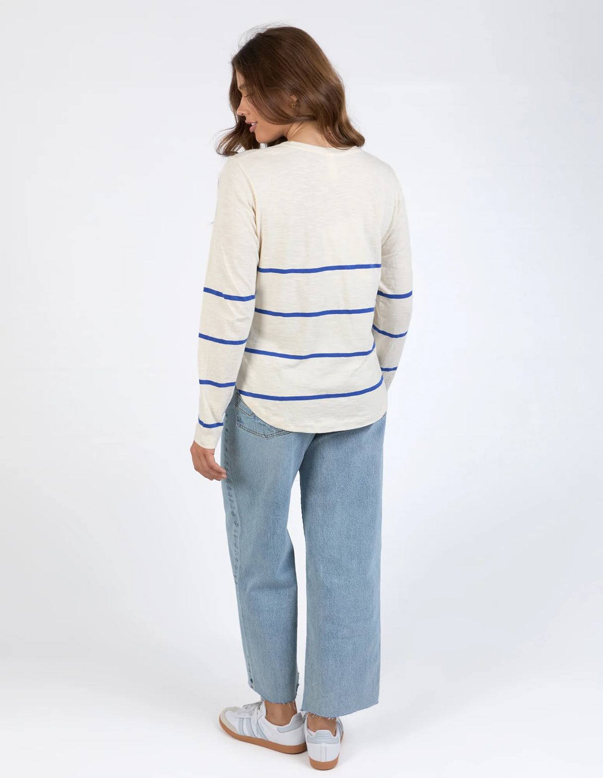 Elm Ladies Crosby Long Sleeve Top - Blue/White Stripe