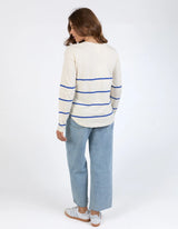Elm Ladies Crosby Long Sleeve Top - Blue/White Stripe