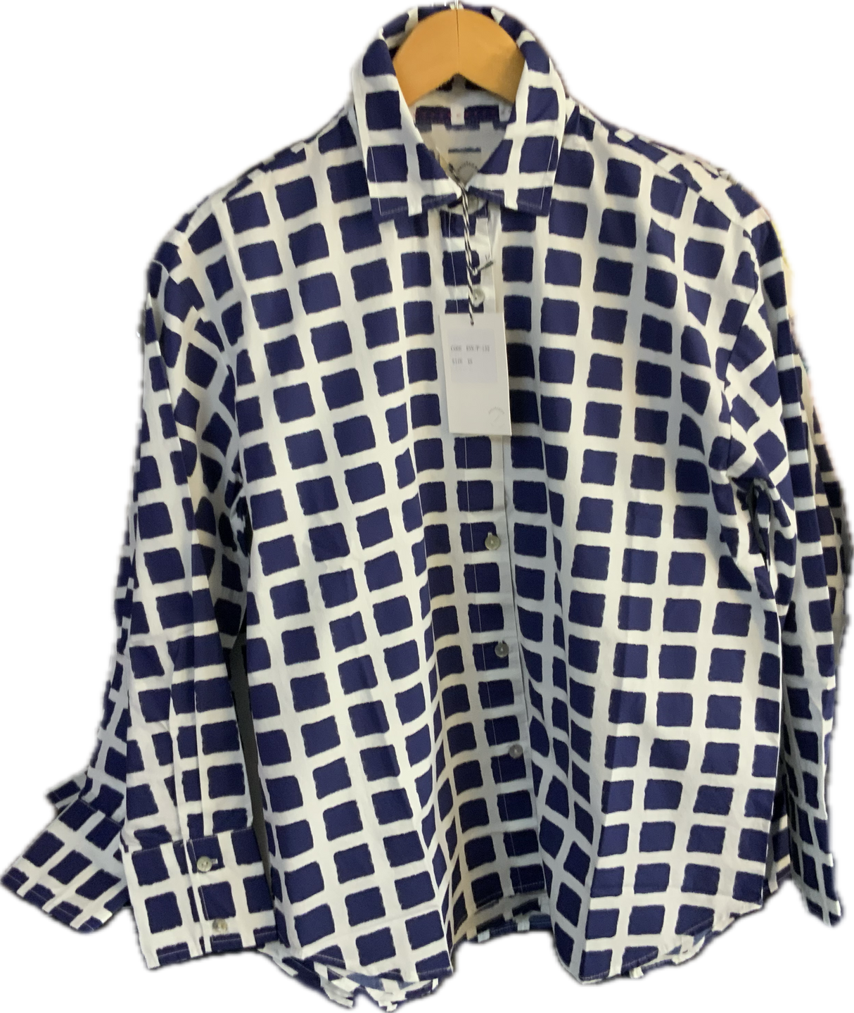 Enveloppe Ladies Boyfriend Shirt - Impression Azur - Cream & Navy Checked