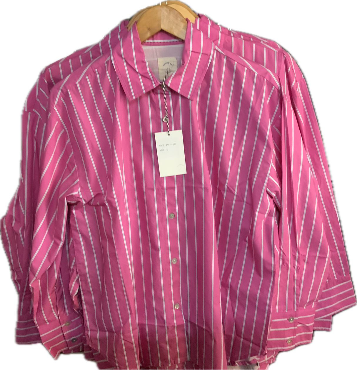 Enveloppe Ladies Boyfriend Shirt - Rayure Framboise - Pink Pinstriped