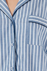 Gingerlilly Ladies Octavia Cotton Stripe PJ Set - Blue