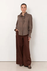 Adorne Ladies Maeve Stripe Shirt in Navy Or Chocolate