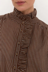 Adorne Ladies Maeve Stripe Shirt in Navy Or Chocolate