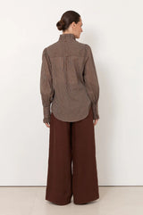 Adorne Ladies Maeve Stripe Shirt in Navy Or Chocolate