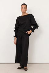Adorne Ladies Gabriella Linen Pants in Black