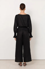 Adorne Ladies Gabriella Linen Pants in Black