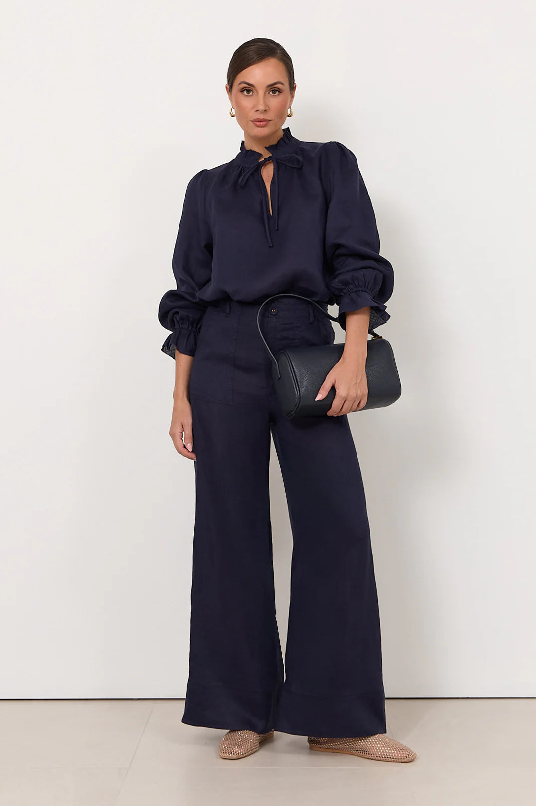 Adorne Ladies Avalon Wide Leg Linen Pant