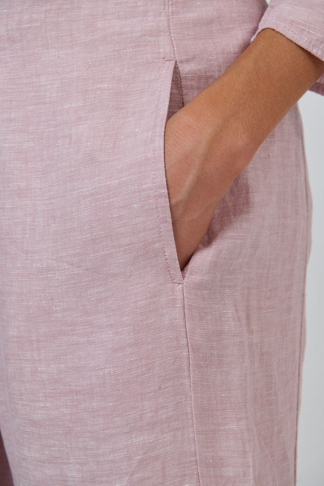 Natural O & j Wide Leg Linen Pant in Radish