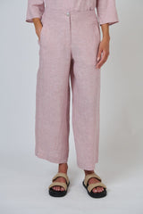 Natural O & j Wide Leg Linen Pant in Radish